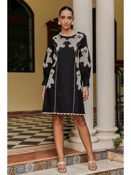 BOHO-CHIC By Sukriti Jain - Black The Bouquet Mini Dress