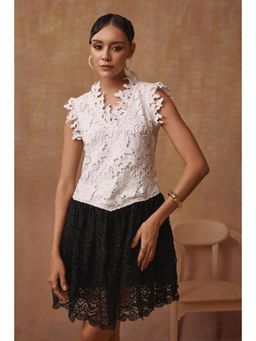 BOHO-CHIC By Sukriti Jain - White Monochrome Lace Mini Dress