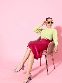 KASSUALLY - Green Twist & Knot Crop Top