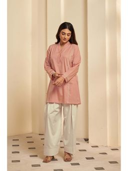 AFFROZ - Women Pink Farshi Cotton Satin Short Kurta and Salwar