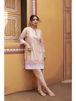 THETAA - Half And Half Beige Kurta With Tulip Pants