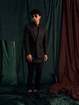 Project Bandi - Onyx Cotton Asymmetric Bandhgala