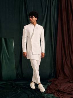 Project Bandi - Ice Cotton Asymmetric Bandhgala