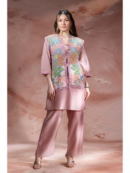 Soup by Sougat Paul - Pink Kaia Embroidered Kurta and Pant with Jacket