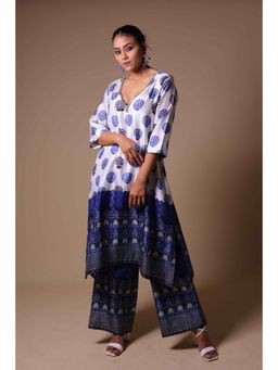 THETAA - Blue Stone Work Kurta With Palazzo