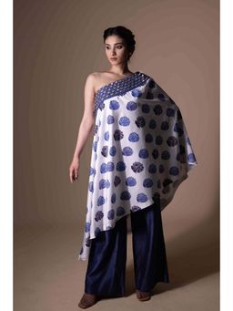 THETAA - Blue Off shoulder Tunic With Palazzo