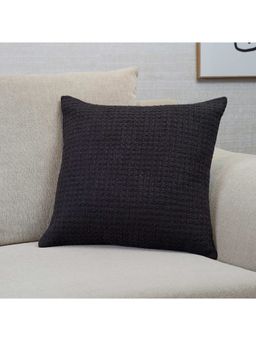 HomeTown - Ebony Solid Te x tured Cushion Cover 45 x 45 Cm in Black Colour