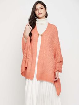 Cantabil - Womens Pink Self Design Hook Closure Stole