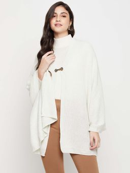 Cantabil - Womens Off-White Self Design Hook Closure Stole