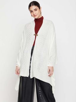 Cantabil - Womens Ivory Self Design Hook Closure Stole