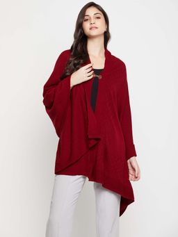 Cantabil - Womens Maroon Self Design Hook Closure Stole