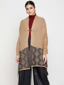 Cantabil - Womens Beige Self Design Hook Closure Stole