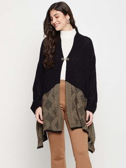 Cantabil - Womens Black Self Design Hook Closure Stole