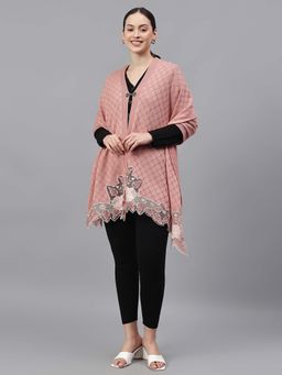Cantabil - Womens Self Design Peach Stole