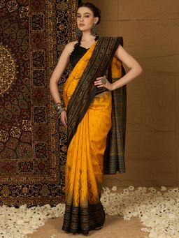 Sareemall - Womens Bhagalpuri Silk Yellow Printed Designer Saree with Unstitched Blouse
