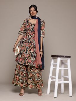 Aarke Ritu Kumar - Multi-Color Nur Kurta with Sharara and Dupatta (Set of 3)