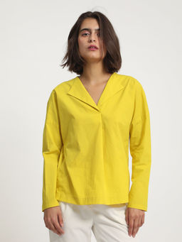 RAREISM - Yellow V-neck Balloon Sleeve Top
