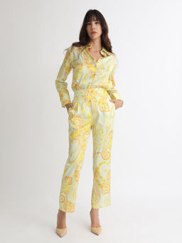 RAREISM - Yellow Paisley Print Mid Rise Trousers