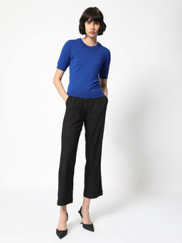 RAREISM - Blue Half Sleeve Round Neck Sweater