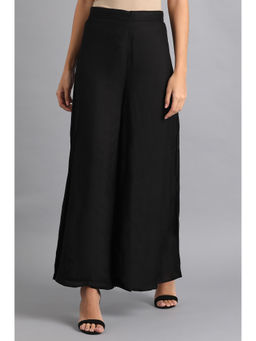 W - Black Solid Palazzo