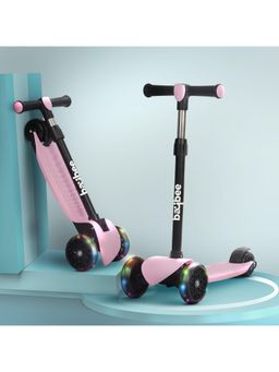 BAYBEE - Pink Foldable Kids Scooter with 4 Height Adjustable Handle & Brake