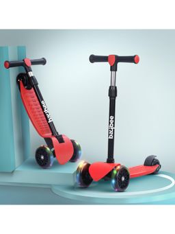 BAYBEE - Red Foldable Kids Scooter with 4 Height Adjustable Handle & Brake