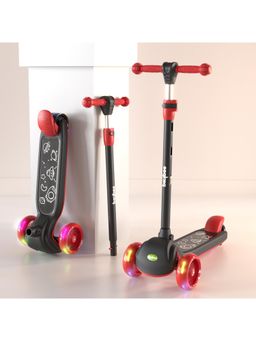 BAYBEE - Black 3-Wheel Skate Scooter for Kids, 3 Height-Adjustable Handle, LED PU Wheels