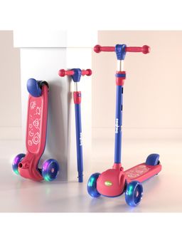 BAYBEE - Pink 3 Wheel Kids Scooter with 3 Height Adjustable Handle, Kick Scooter with LED