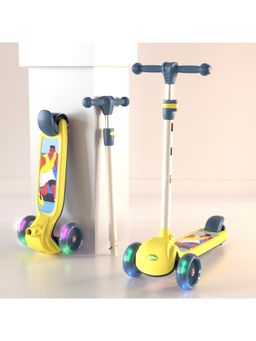 BAYBEE - Yellow 3-Wheel Kids Skate Scooter with Adjustable Handle, LED PU Wheels