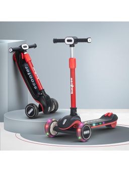 BAYBEE - Black Foldable Kids Scooter with 3 Height Adjustable Handle & Brake Skate