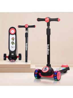 BAYBEE - Red Foldable Kids Scooter with 3 Height Adjustable Handle & Brake Skate