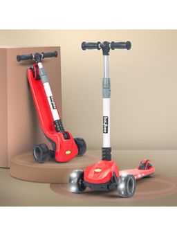 BAYBEE - Red Foldable Skate Scooter with 3 Height Adjustable & Music