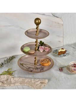 Living With Elan - Panthera Embossed Knob 3 Tier Round Mild Steel Cake & Dessert Stand