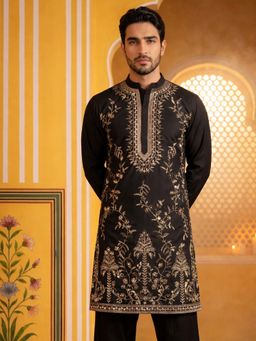 Jompers - Black Men's Imported Japanese Embroidered Kurta