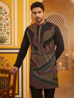 Jompers - Black Japanese Embroidered Designer Kurta