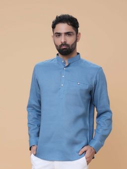 EKATVA ETHNIC - Men’s Air Force Blue Mandarin Neck Kurta