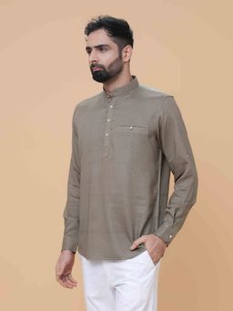 EKATVA ETHNIC - Men’s Light Olive Linen Kurta