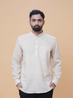EKATVA ETHNIC - Men’s Natural Off White Linen Kurta