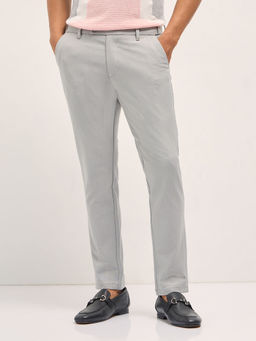 The Bear House - Men Grey Slim Fit Formal Trouser