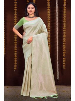 EXCLUSIVA - Green Banarasi Saree with Unstitched Blouse