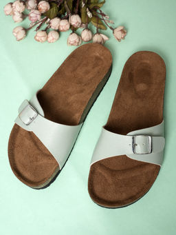 MOZAFIA - Women Flat Slip On Sandals Green