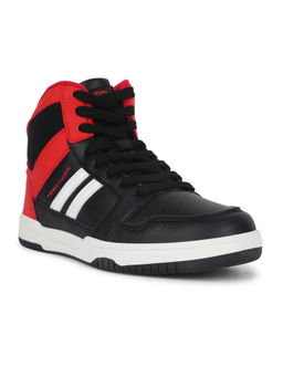 Bata - Kids Casual Round Toe Mid Top Lace-Ups Sneakers Black & Red