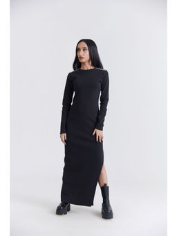No Grey Area - Black Rib Dress