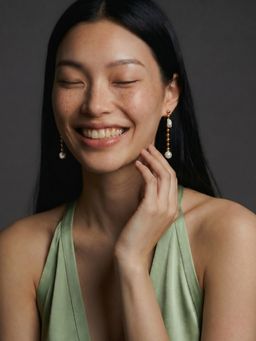 Palmonas - White Abstract Pearl Dangle Earrings