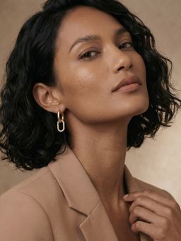 Palmonas - White Sparkling Links Hoop Earrings