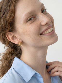 Palmonas - Gold Artistic Flower Stud Earrings