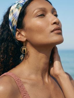 Palmonas - Gold Halo Orbit Wing Accent Drop Earrings