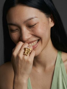 Palmonas - White Dual Butterfly Pearl Accent Ring