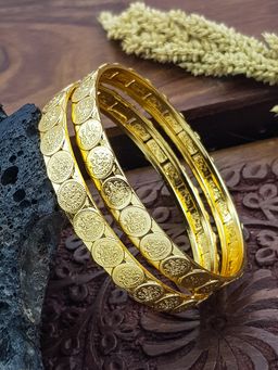 GRIIHAM - Gold Plated Kasu Temple Bangles (Pack of 2)