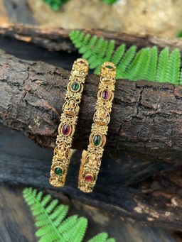 GRIIHAM - Multi-Color Gold Plated Laxmi Bangles (Pack of 2)